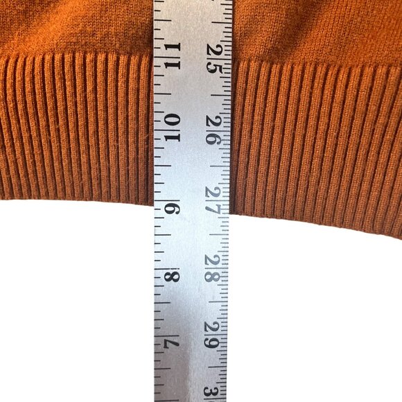 Mens Rust Orange Turtleneck Sweater Ribbed Cuffs & Hem Soft Knit Size M - Picture 8 of 11